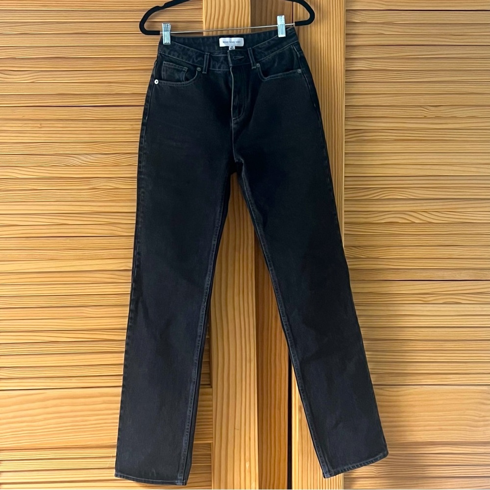 Matte Black Straight Leg Mom Jean